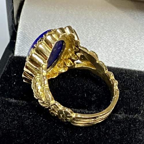 Vintage 18ct Gold Lapis Lazuli and Diamond Ring image-5