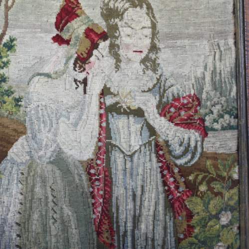 Large 19th Century Tapestry of Two Women in Conversation image-2