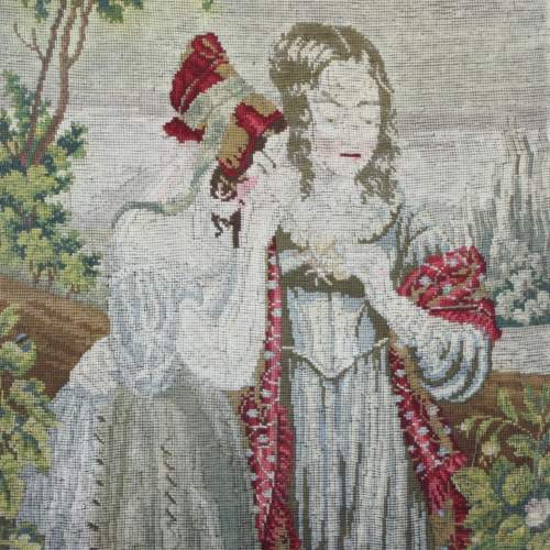 Large 19th Century Tapestry of Two Women in Conversation image-3