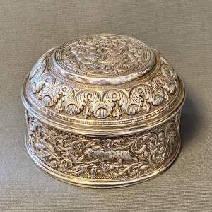 19th Century Burmese Circular Silver Paan or Betel Box
