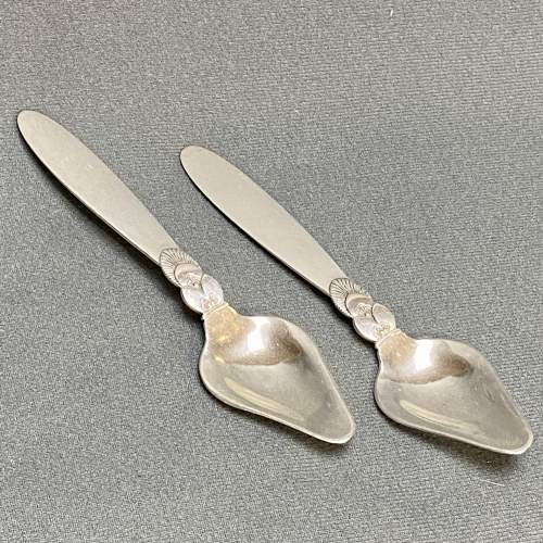 Pair of Georg Jensen Silver Cactus Pattern Grapefruit Spoons image-1