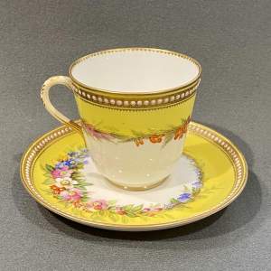 19th Century Royal Worcester Jewelled Tea Cup and Saucer