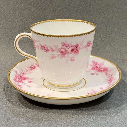 19th Century Minton Pink Roses Cup and Saucer image-1