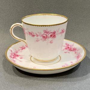 19th Century Minton Pink Roses Cup and Saucer