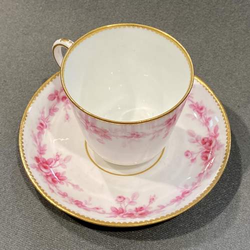 19th Century Minton Pink Roses Cup and Saucer image-2