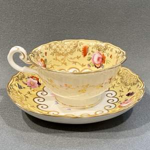 19th Century Coalport Hand Painted Cup and Saucer