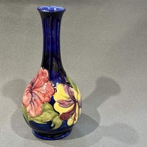 Walter Moorcroft Blue Ground Hibiscus Vase