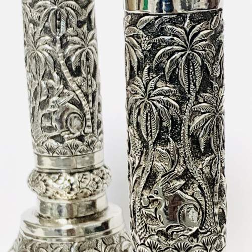 Rare Pair of Antique Anglo Indian Silver Candlesticks image-3