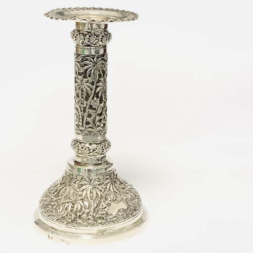 Rare Pair of Antique Anglo Indian Silver Candlesticks image-4