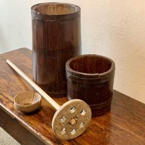 19th Century Stained Pine Farmhouse Butter Churn