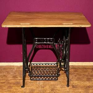 Singer Cast Iron Sewing Machine Based Reclaimed Wood Table