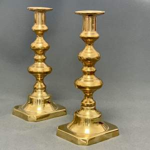 Pair of Large Georgian Brass Candlesticks