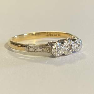 Vintage 18ct Gold Diamond Three Stone Ring