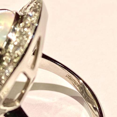 Platinum 10.3ct Opal and Diamond Ring image-6
