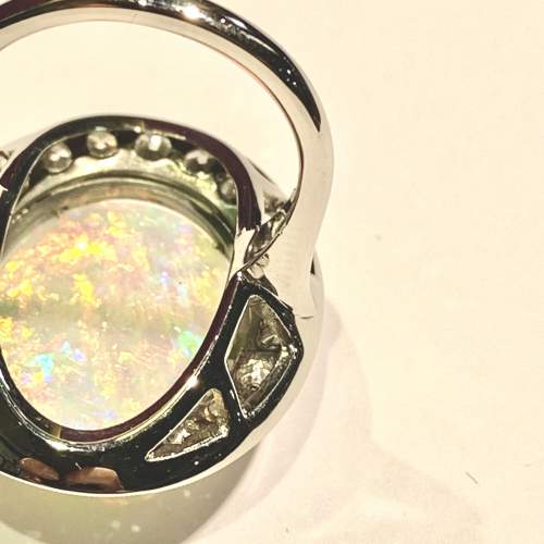 Platinum 10.3ct Opal and Diamond Ring image-5
