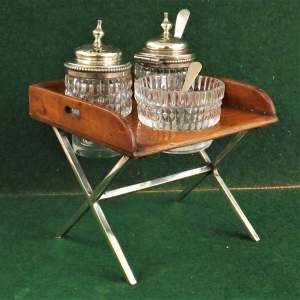 Rare Victorian Novelty Cruet Formed As a Butlers Tray on Stand