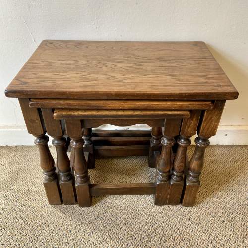 Vintage Oak Nest of Three Tables image-1