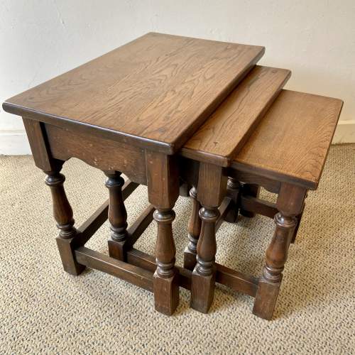 Vintage Oak Nest of Three Tables image-3