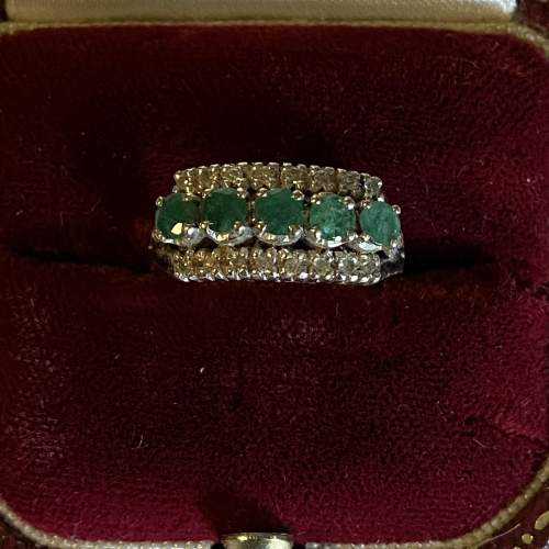 14ct White Gold Emerald and Diamond Ring image-2