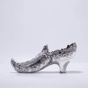 Excellent Antique Sterling Silver Ladies Shoe