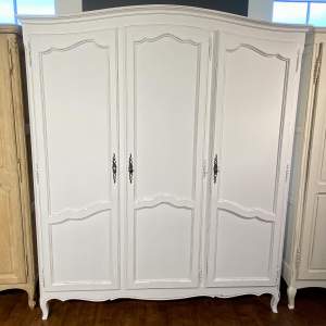 Vintage Painted French Three Door Armoire