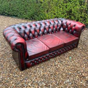 Red Leather Chesterfield 3 Seater Settee