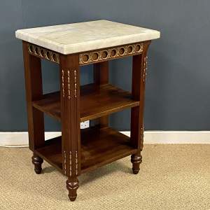 Early 20th Century Continental Marble Topped Walnut Side Table