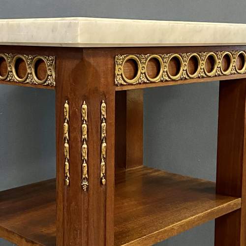 Early 20th Century Continental Marble Topped Walnut Side Table image-3