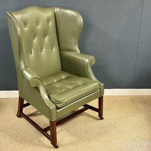 20th Century Georgian Style Green Leather Chair