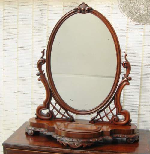 Victorian Mahogany Mirror on Stand image-1