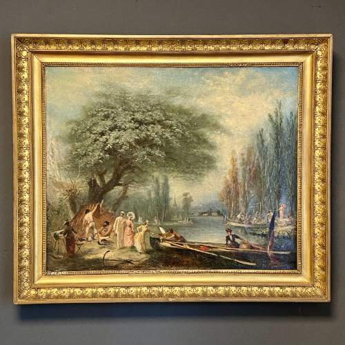 Edwardian Amelia Jackson Oil on Canvas River Landscape Painting image-1