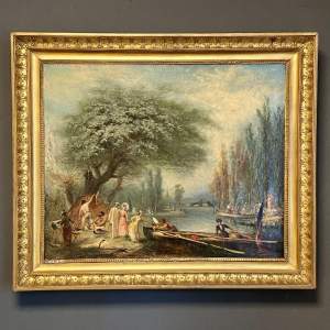 Edwardian Amelia Jackson Oil on Canvas River Landscape Painting