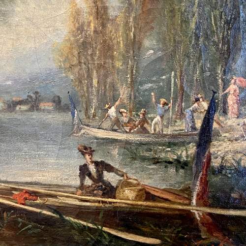 Edwardian Amelia Jackson Oil on Canvas River Landscape Painting image-4