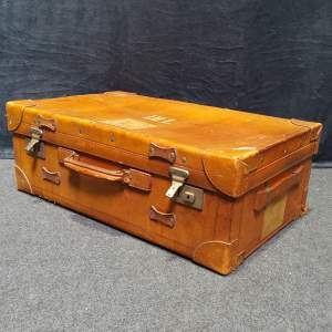 Large Vintage Leather Suitcase Trunk