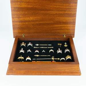 Beautiful Large Cased Set of Replica Miniature Crown Jewels