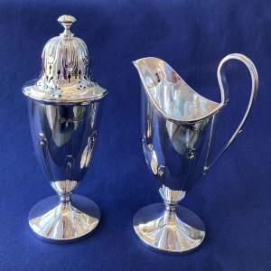 George V Silver Sugar Castor and Cream Jug by Barker Brothers