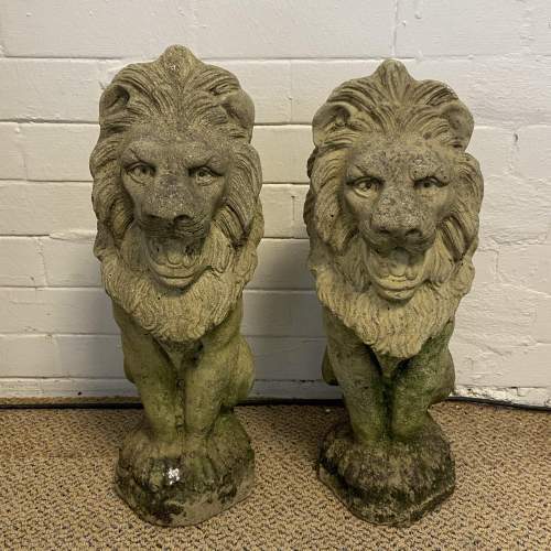 Pair of  Stone Garden Lions image-1