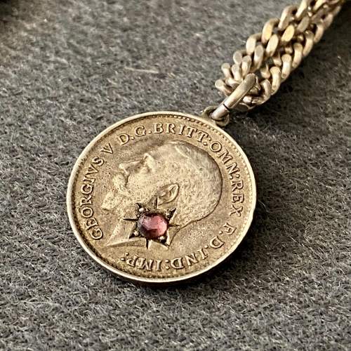 1911 Threepenny Coin with Inset Purple Stone Necklace image-2