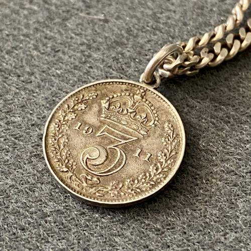 1911 Threepenny Coin with Inset Purple Stone Necklace image-3