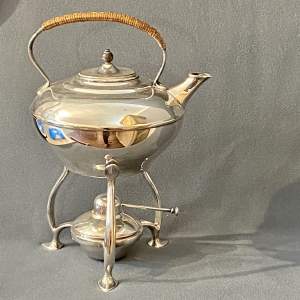 Rare W A S Benson Silver Plated Spirit Kettle and Burner