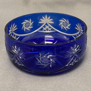 Bohemian Blue Cut Glass Bowl