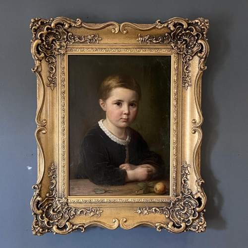 Georg Cornelius Boy with Apples Oil on Canvas Painting image-1