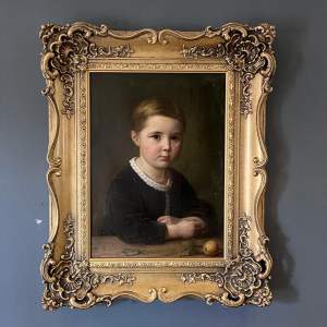 Georg Cornelius Boy with Apples Oil on Canvas Painting