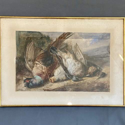 19th Century Watercolour and Body Colour Painting of Pheasants image-1