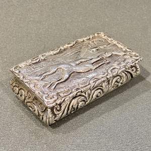 William IV Nathaniel Mills Silver Snuff Box with Hunting Scene