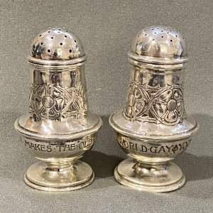 Matched Pair of Omar Ramsden Silver Baluster Pepperettes