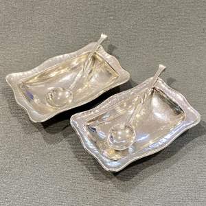 Matched Pair of George V Omar Ramsden Silver Salt Dishes