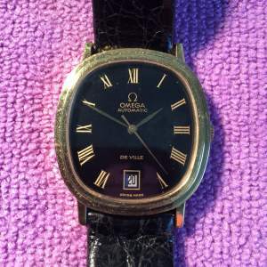 Omega De Ville Gold Plated Black Faced Oval Shaped Auto Watch