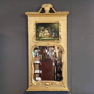 Trumeau Mirror with Oil Painted Panel by Thomas Alexander