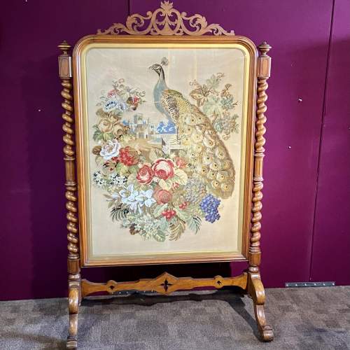Very Large 19th Century Mahogany Framed Tapestry Fire Screen image-1